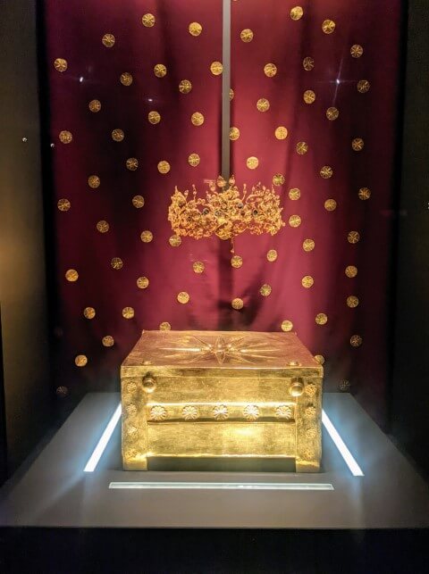 The Golden Larnax, that contains the remains from the burial of King Philip II of Macedon, father of Alexander the Great, Museum of the Royal Tombs of Aigai (Vergina)