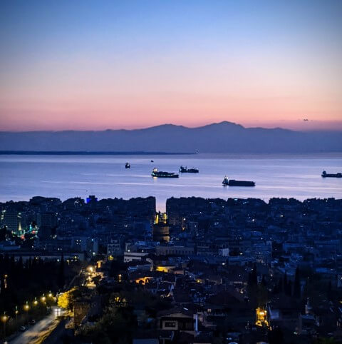 Thessaloniki's nighttime view